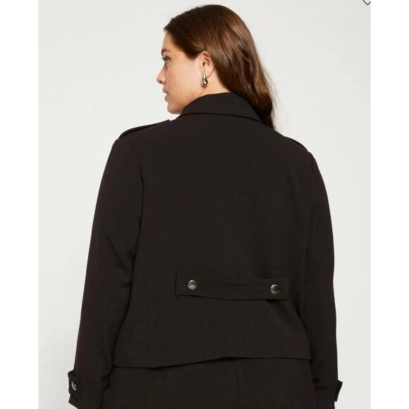 Universal Standard Nadia Crepe Jersey Military Jacket Black Size L (22–24) NWT - Picture 2 of 10